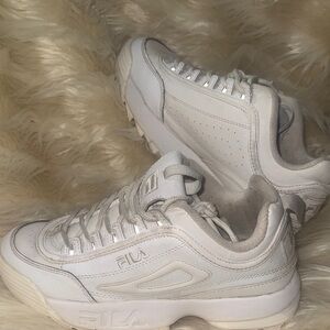 Fila White Chunky Platform Leather Sneakers